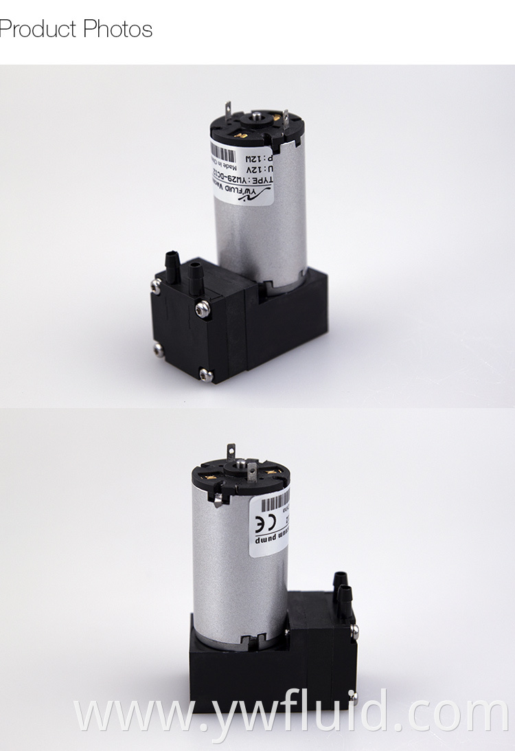 YWfluid Micro Electric Diaphragm Gas Pump Supplier with DC motor Used for Gas transfer Vacuum Generation